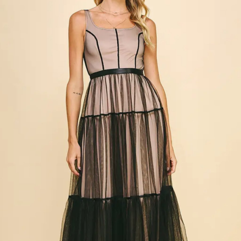 Nwt My Favorite! Tulle Mesh Tiered Maxi Dress Soo Pretty